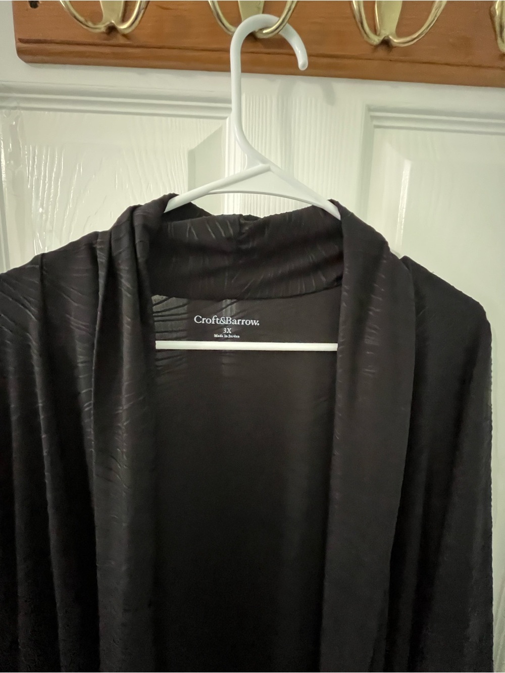 croft & barrow Black Open-Front Draped Cardigan Jacket